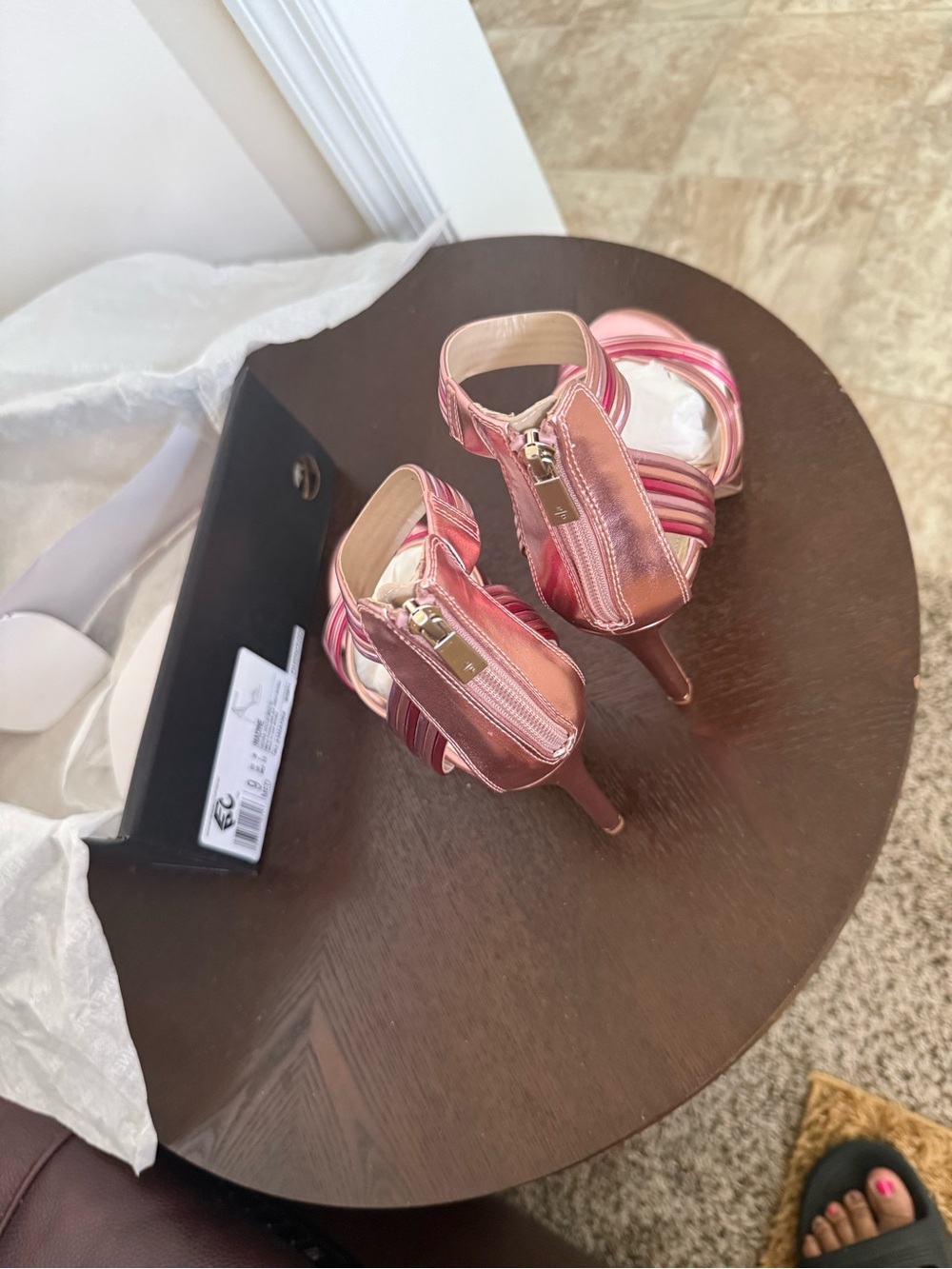 Metallic Pink Strappy High Heel Sandals - Women - Picture 9 of 9
